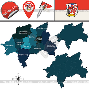 Map of Wuppertal, Germany - royalty-free vector clipart