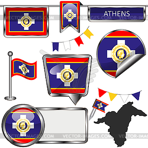 Flag of Athens, Greece - vector image