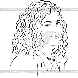 Lady with Curly Hair - vector image