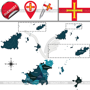 Map of Guernsey with Parishes - vector image