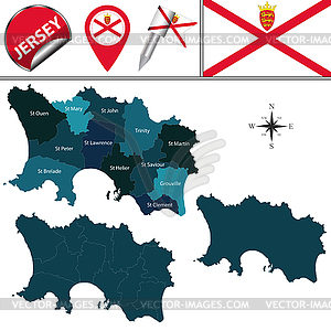 Map of Jersey with Parishes - vector image