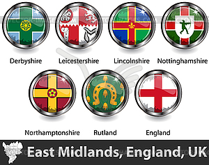 East Midlands, England, UK - vector image