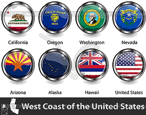 West Coast of United States - color vector clipart