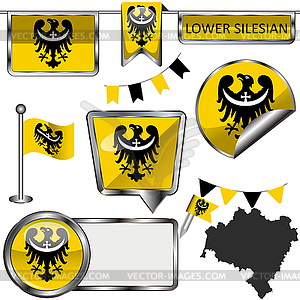 Flag of Lower Silesian, Poland - vector clipart