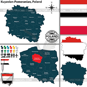 Map of Kuyavian Pomeranian, Poland - vector image