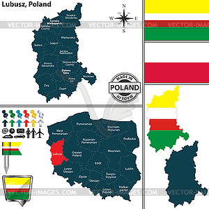 Map of Lubusz, Poland - vector image