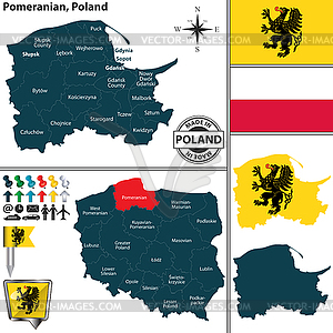 Map of Pomeranian, Poland - vector clipart / vector image