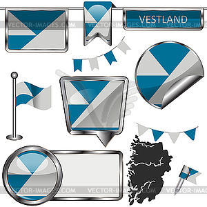 Flag of Vestland, Norway - vector clip art