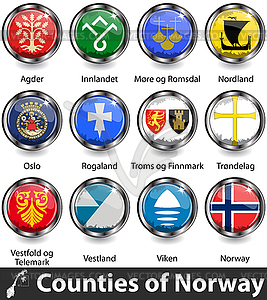 Counties of Norway - vector clipart