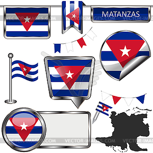 Глянцевые флаги Матансаса, Куба - клипарт в векторе