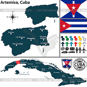 Map of Artemisa, Cuba - vector clipart