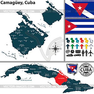 Map of Camaguey, Cuba - vector clipart