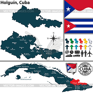 Map of Holguin, Cuba - color vector clipart