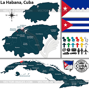 Map of La Habana, Cuba - vector clipart