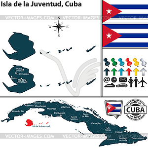 Map of Isla de la Juventud, Cuba - vector image