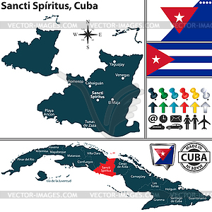 Map of Sancti Spiritus, Cuba - vector clipart