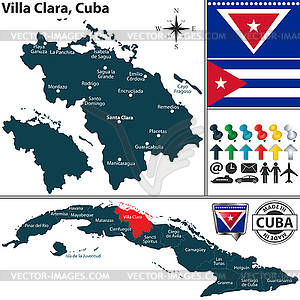 Map of Villa Clara, Cuba - vector clipart