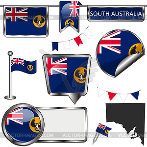 Flags of South Australia, Australia - vector clip art