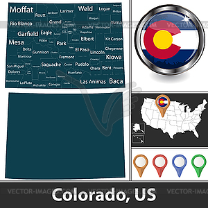Map of Colorado, US - vector image