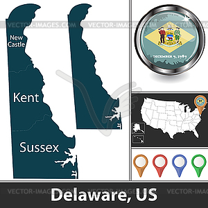 Map of Delaware, US - color vector clipart