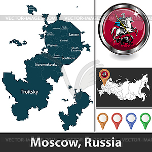 Map of Moscow, Russia - vector clipart