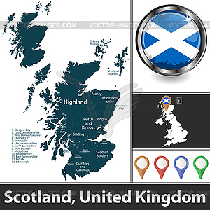 Map of Scotland, United Kingdom - vector clip art