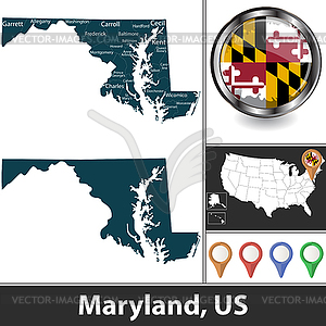 Map of Maryland, US - royalty-free vector image