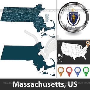 Map of Massachusetts, US - vector image