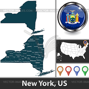 Map of New York, US - vector clipart