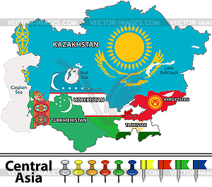 Map of Central Asia - vector clip art