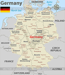 Map of Germany with Cities - vector clipart