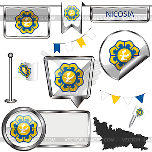 Flag of Nicosia, Cyprus - color vector clipart