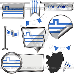 Flag of Podgorica - vector clipart