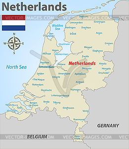 Map of Netherlands with Cities - vector clipart