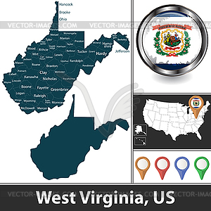 Map of West Virginia, US - vector clipart