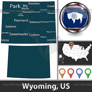 Map of Wyoming, US - vector clipart