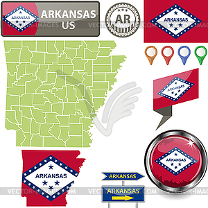 Map of Arkansas, US - vector clipart