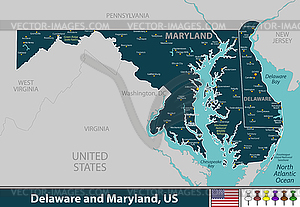 Delaware and Maryland, United States - vector EPS clipart