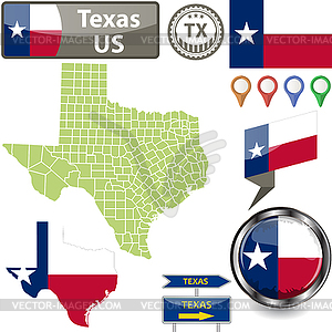 Map of Texas, US - vector image