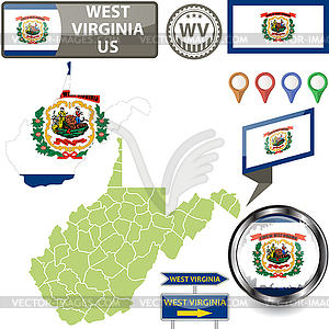 Map of West Virginia, US - vector clipart