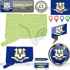 Map of Connecticut, US - vector image