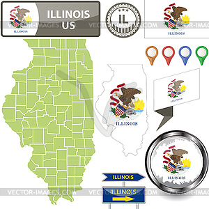 Map of Illinois, US - vector image