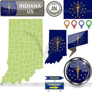 Map of Indiana, US - vector image