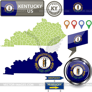 Map of Kentucky, US - vector clip art