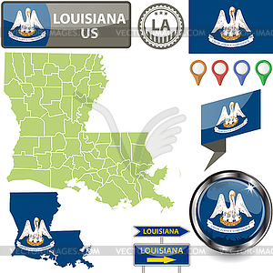 Map of Louisiana, US - vector image