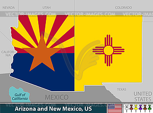 Arizona and New Mexico, United States - vector clipart