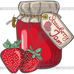 Of Strawberry Jam Jar - vector clipart