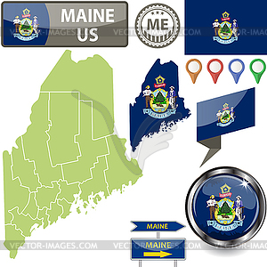 Map of Maine, US - vector clip art