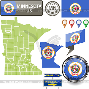 Map of Minnesota, US - vector clip art