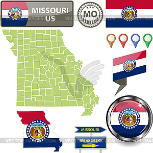 Map of Missouri, US - vector image